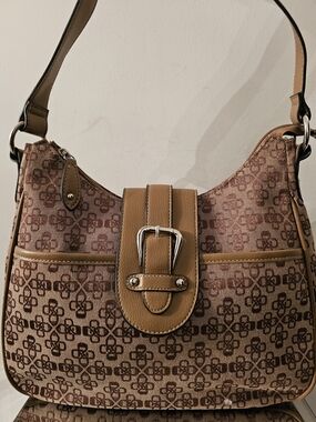 Croft + Barrows Brown Patterned Shoulder Bag with Buckle Accent